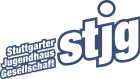 Das stjg-Logo mit weißer Schrift und schwarzer Umrandung