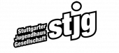 stjg-Logo mit wei&szlig;er Schrift und schwarzer Umrandung